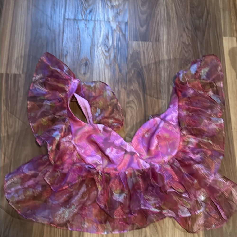 Buddy Love Pink Multi Ruffle Crop Top